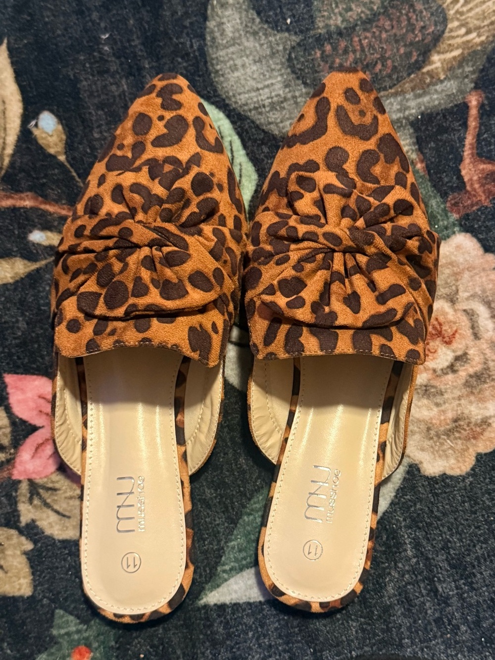 *NWOT* Miu Miu Leopard-Print Pointed Toe Slide Mules in Brown